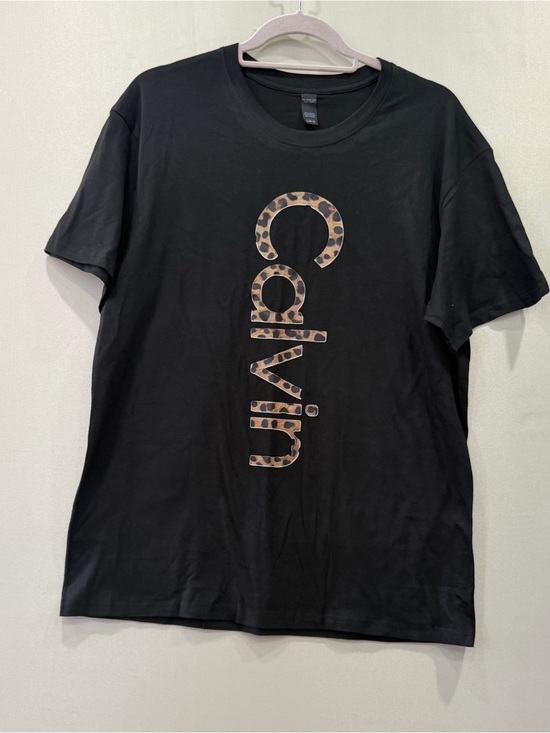 The Unbranded Brand Other - Calvin Klein Black Short-Sleeve Tee with Leopard Logo